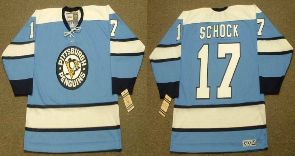 2019 Men Pittsburgh Penguins 17 Schock Light Blue CCM NHL jerseys